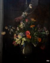 English school - Still life study with flowers in a vase, oil on canvas, 53 x 44 cm