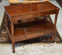 A Victorian two tier stand with single drawer to base, on turned legs, 91 cm x 44 cm x 78 cm,