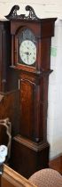 A late 18th/early 19th century oak longcase clock with unsigned painted dial on eight-day movement