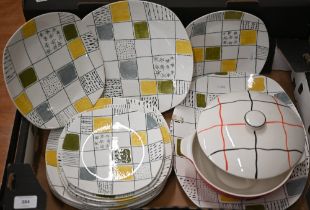 Terence Conran design for Midwinter 'Chequers' dinner ware incuding meat dish, six dinner plates,