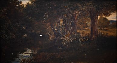 A Redgrave? - A country stream, oil on board, indistinctly signed lower right and dated 1845, 22 x