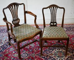 A pair of 19th century mahogany carver chairs to/w two matching side chairs (4)