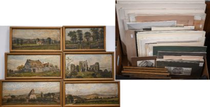 A box of gallery ready mixed prints/engravings etc, mounted but unframed (box)