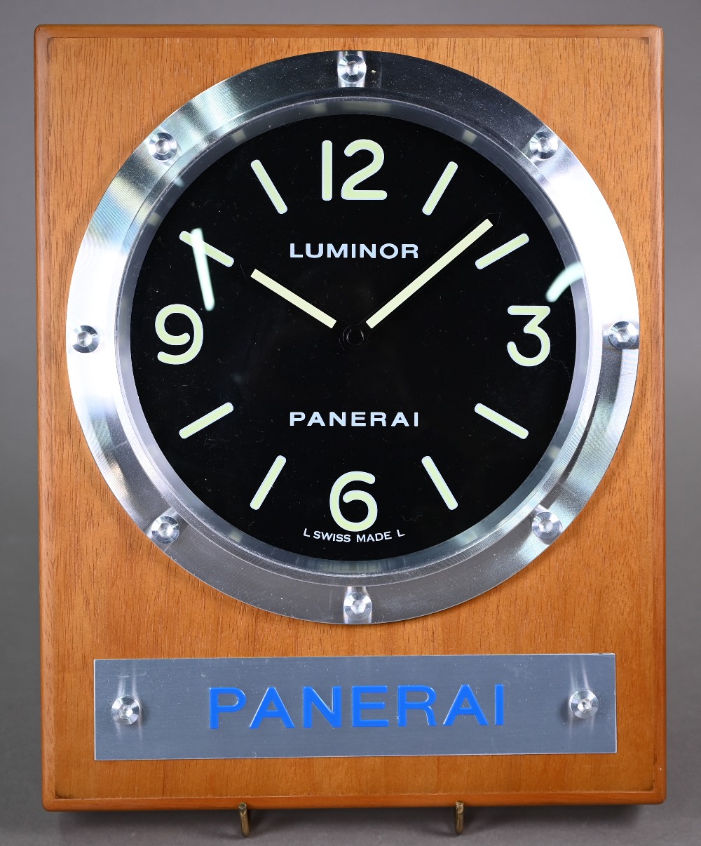 WITHDRAWN A Panerai Luminor (Italy) wall clock, wood/steel with quartz movement, no OP6677 - Image 2 of 4