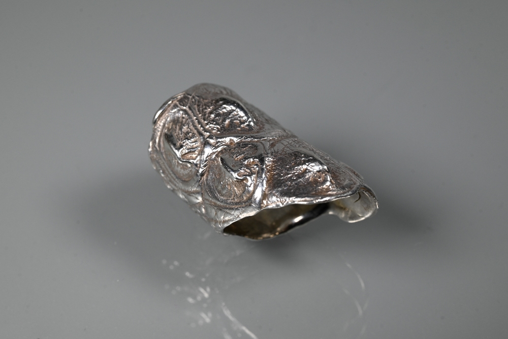 Patrick Mavros - a silver 'Croc Hornback' ring, size L, 3 cm long, inscribed within 'Patrick