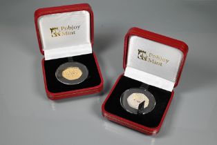 A Pobjoy Mint 22ct gold proof D-Day commemorative 50 pence 2019 coin enamelled with flags, 8g, to/