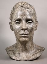 Charlotte Jackson - a contemporary composite grey patinated bust, 'Annise' and dated '89, 32 cm h