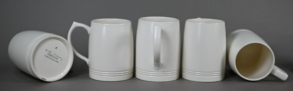 Keith Murray for Wedgwood: a set of six cream glazed pint beer-mugs, 12 cm high, to/w a set of six - Image 3 of 7