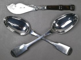 A pair of William IV Scottish silver fiddle pattern tablespoons, Marshall & Son, Edinburgh 1835, 4.