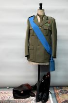A vintage Italian military officers uniform by Lebole Moda, comprising dress tunic, trousers, tie