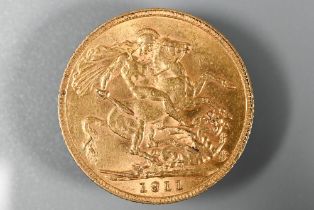 A George V gold sovereign dated 1911
