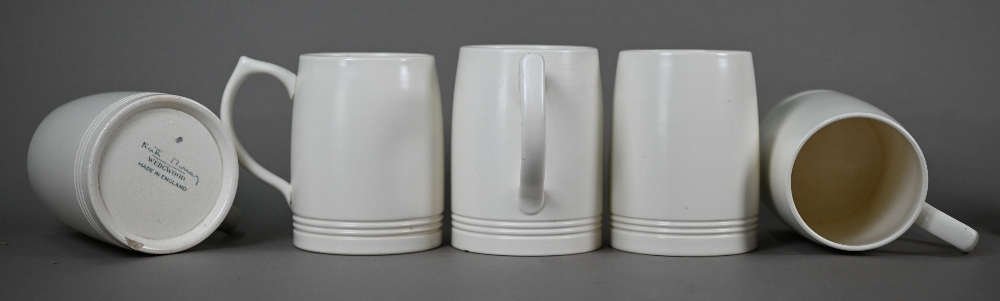 Keith Murray for Wedgwood: a set of six cream glazed pint beer-mugs, 12 cm high, to/w a set of six - Image 4 of 7