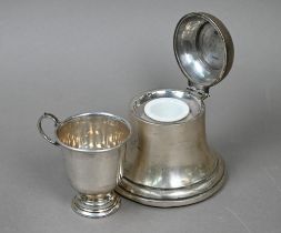 A novelty loaded silver bell-shaped inkwell, Birmingham (probably - marks rubbed) 1923, 9.5cm