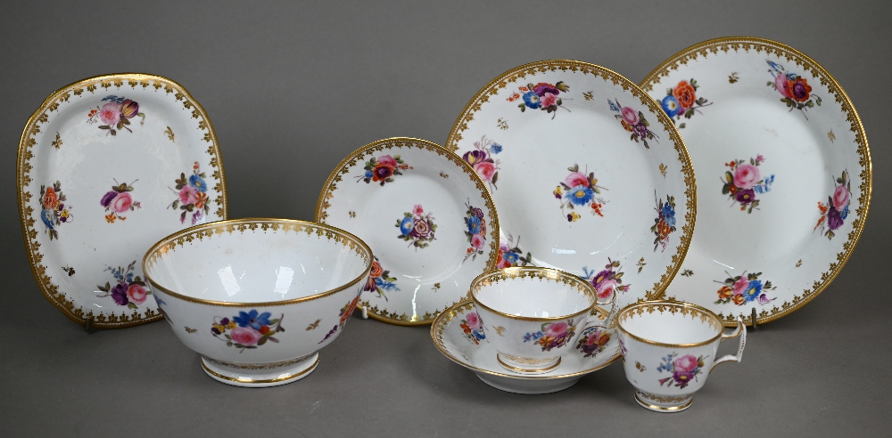 A Regency Staffordshire china part tea service with floral painted and gilded decoration, comprising - Image 5 of 8