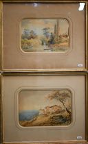 Collignon - A pair of early 19th century French landscapes, watercolour, signed, 16.5 x 24 cm (2)