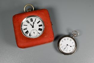 A small Continental white metal cased repeating pocket watch engraved '1882-1907 28th September',