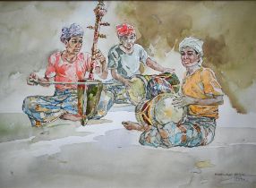 Ismail Mat Hussin (1938-2015) - Seated musicians, watercolour, signed lower right and dated 1999,