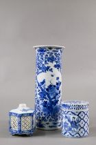 A 19th century Chinese blue and white sleeve vase with four-character Kangxi mark but late Qing