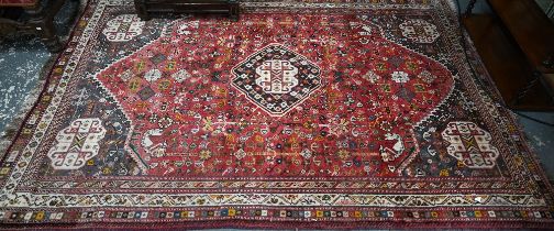 A South West Persian Shiraz rug/small carpet, red ground, 249 cm x 164 cm