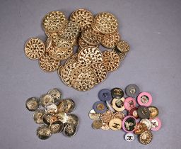 Chanel - Three bags of buttons including gilt metal chain-link buttons of various diameters, gilt