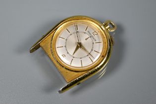 A Jaeger le Coultre gilt cased fob watch, the silvered dial with gilt baton numerals, keyless wind