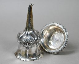 A William IV silver wine funnel, the lift-out centre with foliate rim, in floral embossed and