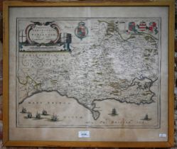 Two 17th century County map engravings 'Dorsestria' (Dorset), 38.5 x 51 cm, and 'Glocestria' (