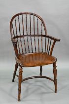 Attributed to William Birch, a walnut spindle and hoop back Windsor armchair, with crinoline