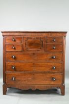 A mid 19th century Scottish mahogany chest, centred by a deep hat drawer flanked by two short