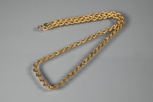 A 9ct yellow gold rope twist necklace approx 9g, 25.5 cm long (closed)