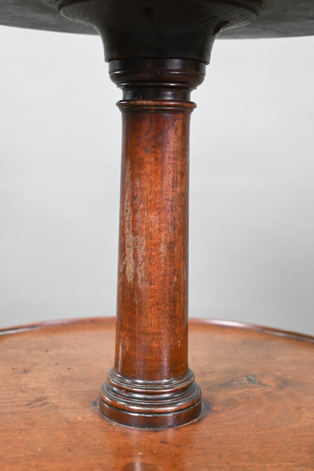 A Victorian mahogany dumb waiter, the graduated three circular tiers raised on a tripod base to - Image 7 of 7