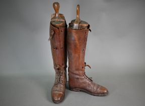 A pair of vintage leather gentleman's riding boots c/w boot-trees