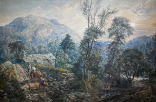 John Burgess (1814-1874) attrib - Betws-y-Coed, watercolour, 44 x 67 cm