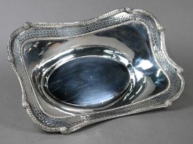 A German .800 grade silver bread dish with floral and foliate cast rim and pierced border,