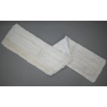 A vintage white ermine evening stole with cream satin lining, approx 175 cm long