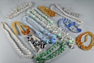 A collection of ten various vintage faceted glass bead necklaces in various colours, some a/f, to/