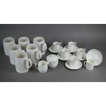 Keith Murray for Wedgwood: a set of six cream glazed pint beer-mugs, 12 cm high, to/w a set of six