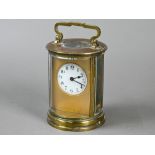 A 19th century French brass cylinder cased carriage clock, the single drum movement no. 4680 with
