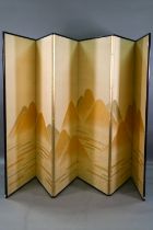 A large Japanese six-panel folding screen, Byobu