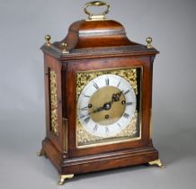 A 19th century brass mounted mahogany bracket clock, the three train movement striking on eight