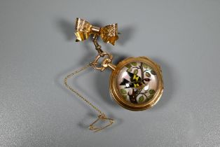 A good ladies 18k Swiss Golay-Leresche pendant fob-watch, the white enamelled dial with roman