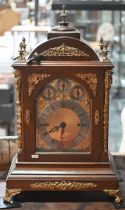 A monumental gilt metal mounted triple fusee table clock