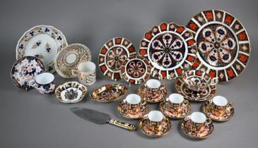 A set of six Royal Crown Derby Imari coffee cans and saucers, 1927, to/w an Imari trio 1976, a 22 cm