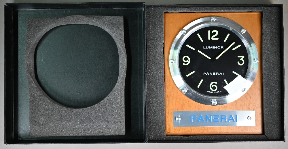 WITHDRAWN A Panerai Luminor (Italy) wall clock, wood/steel with quartz movement, no OP6677 - Image 4 of 4