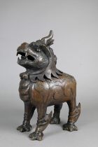 A Chinese bronze Luduan-form mythical beast censer in the Yuan/Ming dynasty manner, cast standing