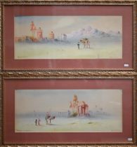 Anton Purigini - A pair of watercolours - 'Algerian Ruin' and 'Temple of Baalbec'