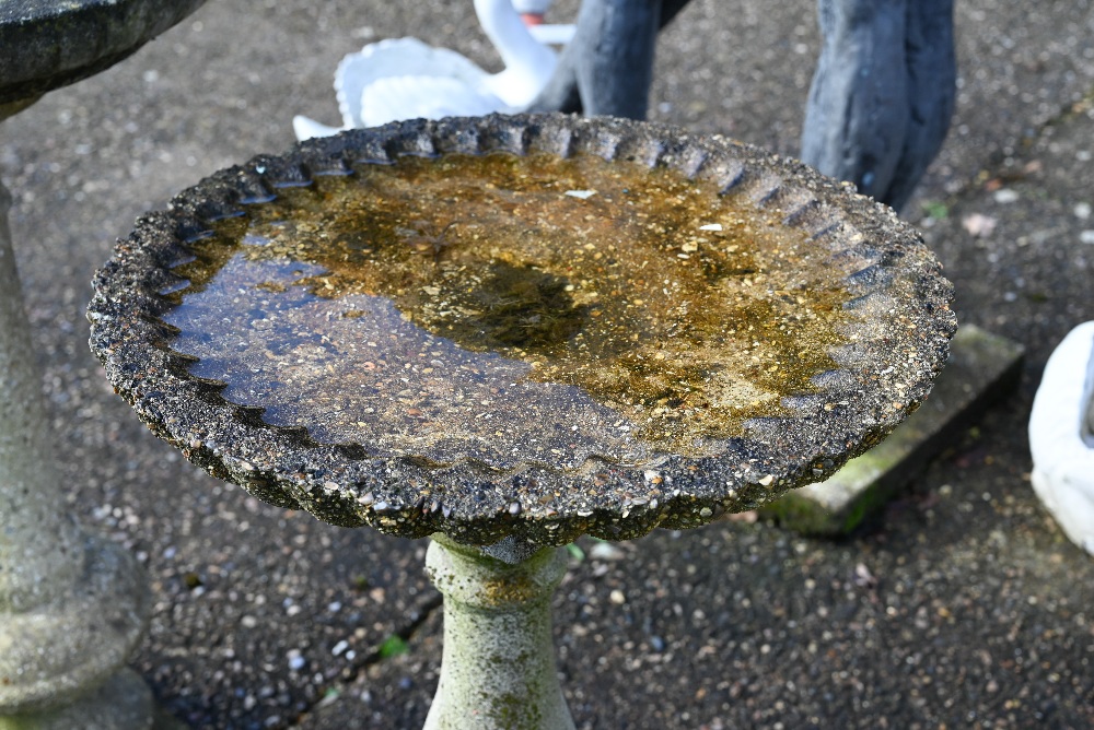 A weathered cast stone column bird bath - Image 2 of 2