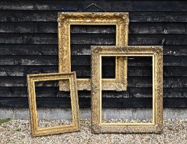 Three 19th century rectangular giltwood picture frames