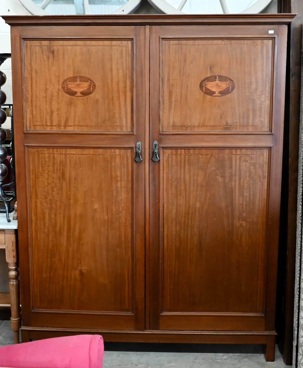 'Sopwith & Co Newcastle upon Tyne' Sheraton revival compactum wardrobe with twin-panelled doors