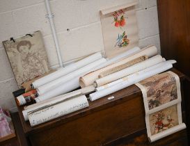 Various Asian scrolls and posters, etc.